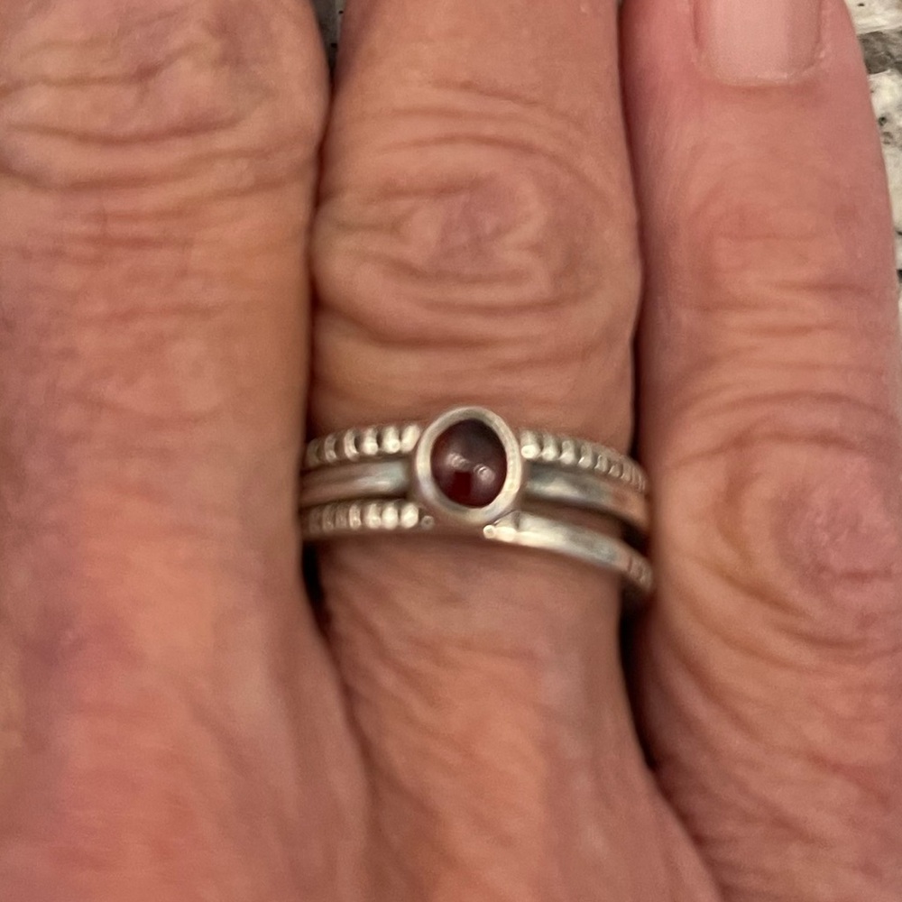 Garnet & Sterling Stack Rings (3) - Picture 4 of 14